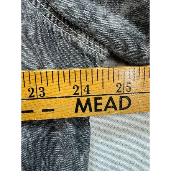 Decree Mens Acid Wash Denim Button-Up Shirt XL Gray - Picture 6 of 10